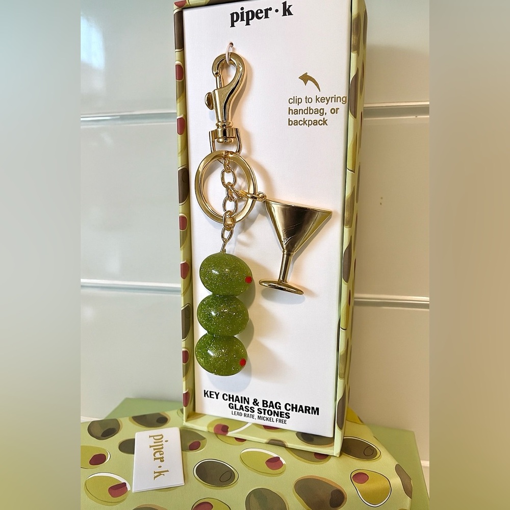 Piper K Martini Keychain & Bag Charm Glitter Olives